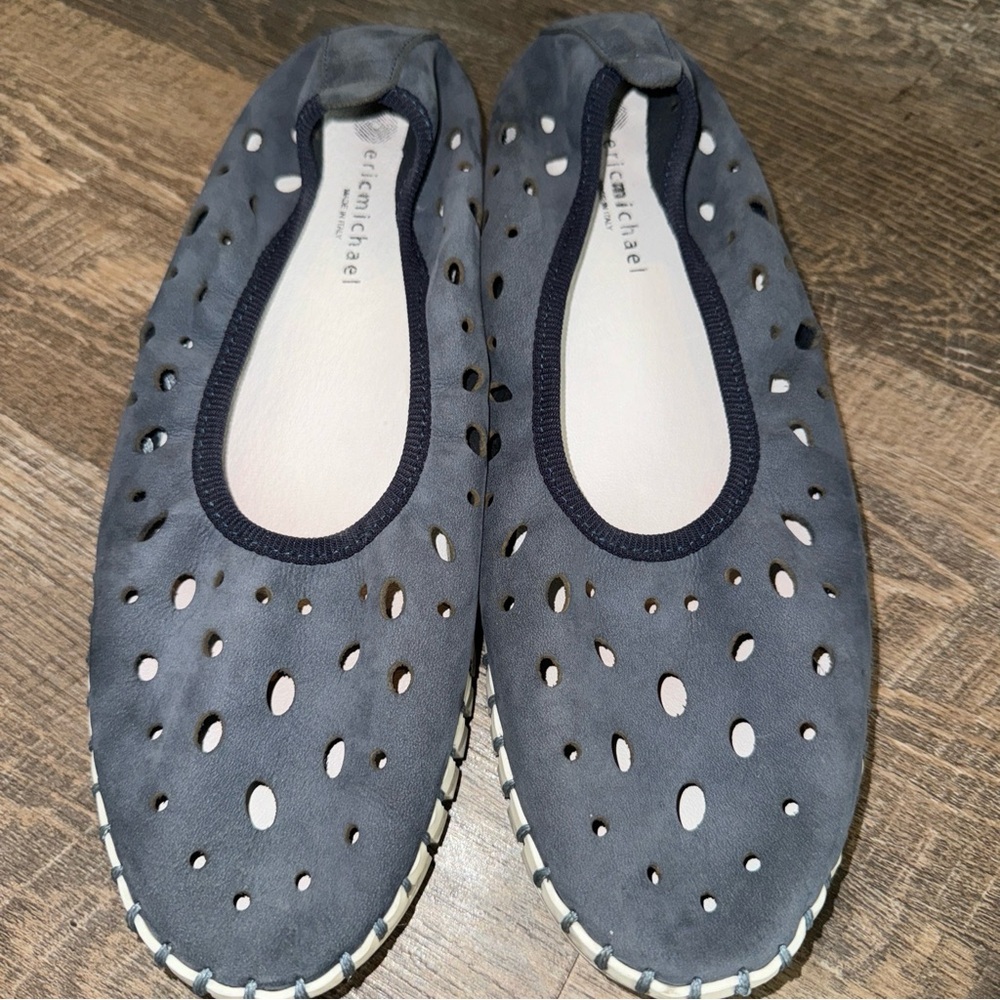 Eric Michael Size 41 Navy Blue Nubuk Inez SlipOn Lightweight Made In Italy Shoes